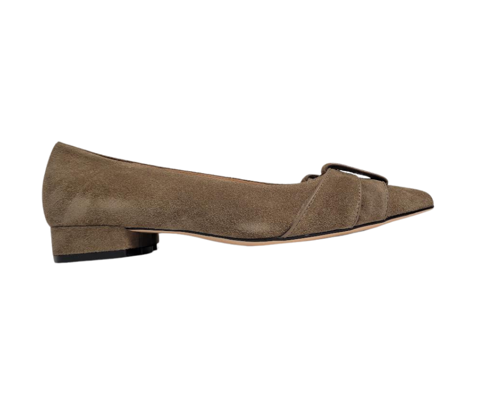 Viviamos Evie Ladies Taupe Suede Flat