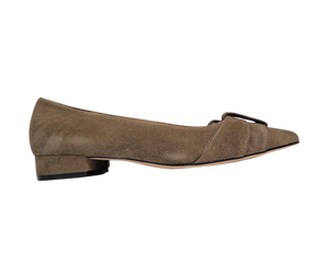 Viviamos Evie Ladies Taupe Suede Flat