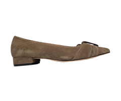 Viviamos Evie Ladies Taupe Suede Flat