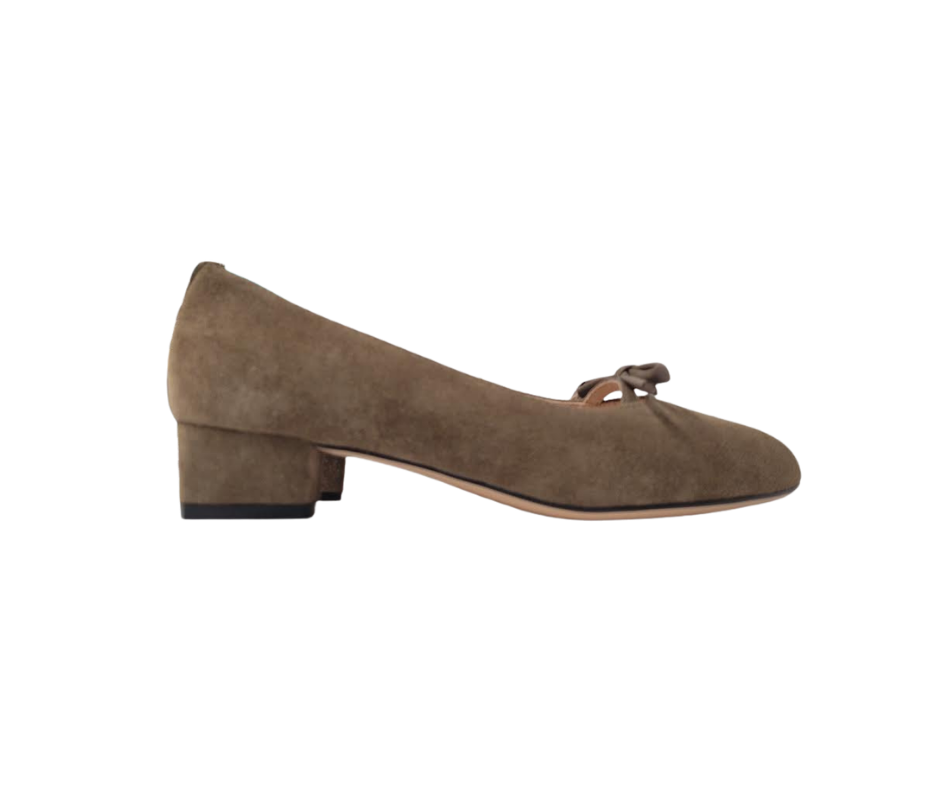 Viviamos Bliss Ladies Taupe Suede Low Heel