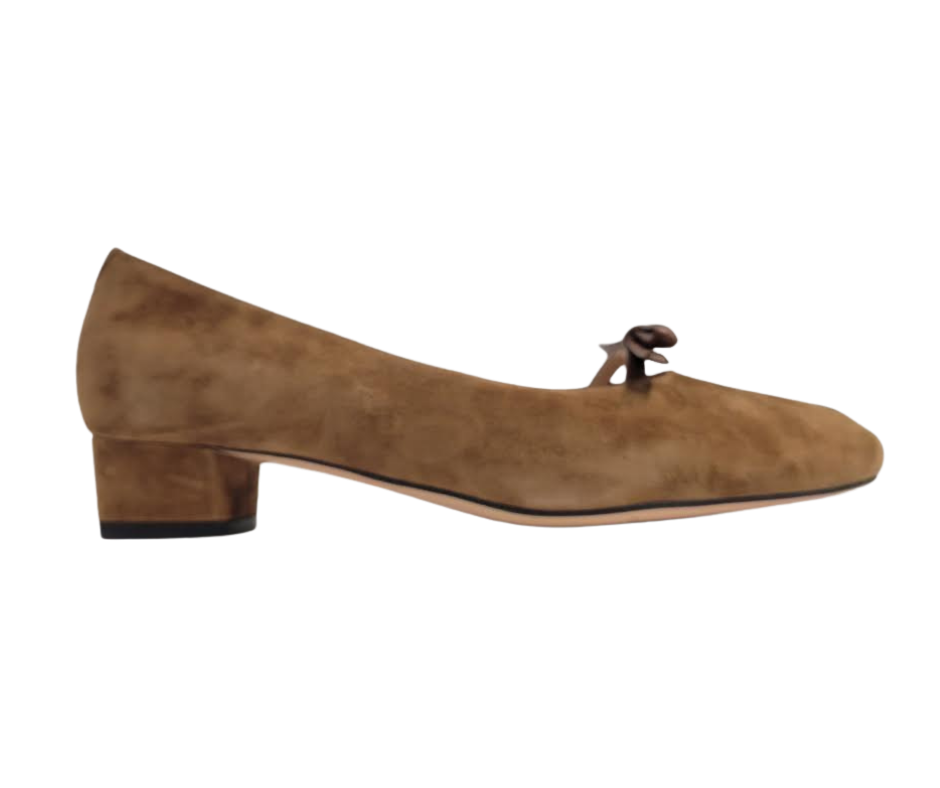 Viviamos Bliss Ladies Camel Suede Low Heel
