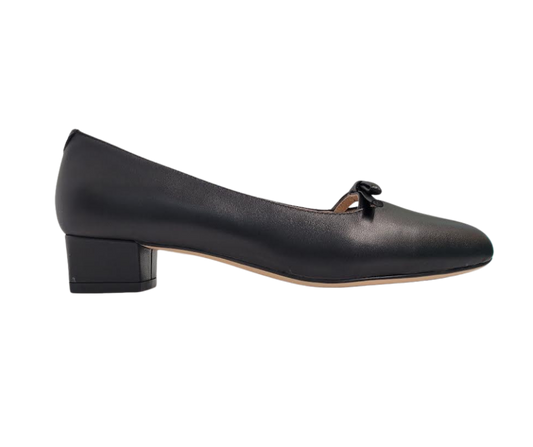 Viviamos Bliss Ladies Black Leather Low Heel