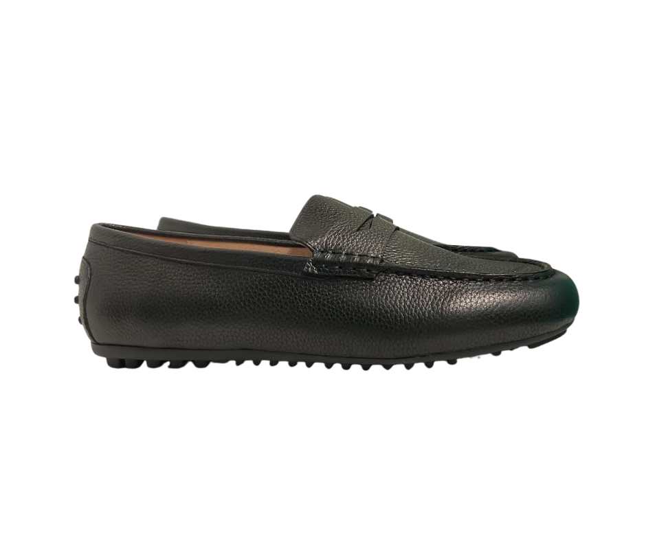 Viviamos Sammy Black Grain Leather Flat
