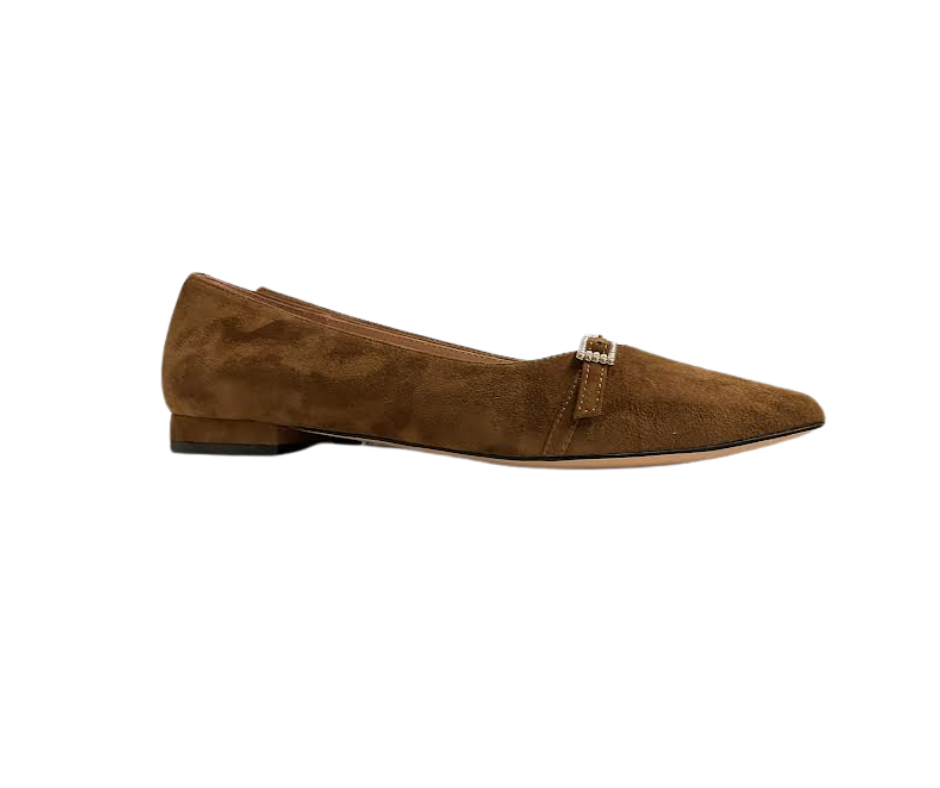 Viviamos Karlee Ladies Camel Suede Flat