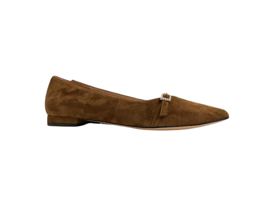 Viviamos Karlee Ladies Camel Suede Flat