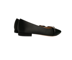 Viviamos Karlee Ladies Black Satin Flat