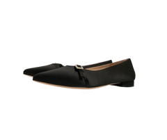 Viviamos Karlee Ladies Black Satin Flat