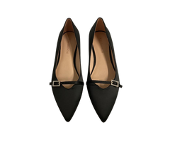Viviamos Karlee Ladies Black Satin Flat
