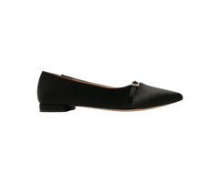 Viviamos Karlee Ladies Black Satin Flat