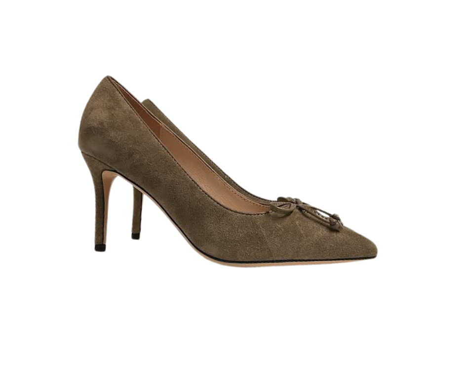 Viviamos Melanie Ladies Taupe Suede Heel