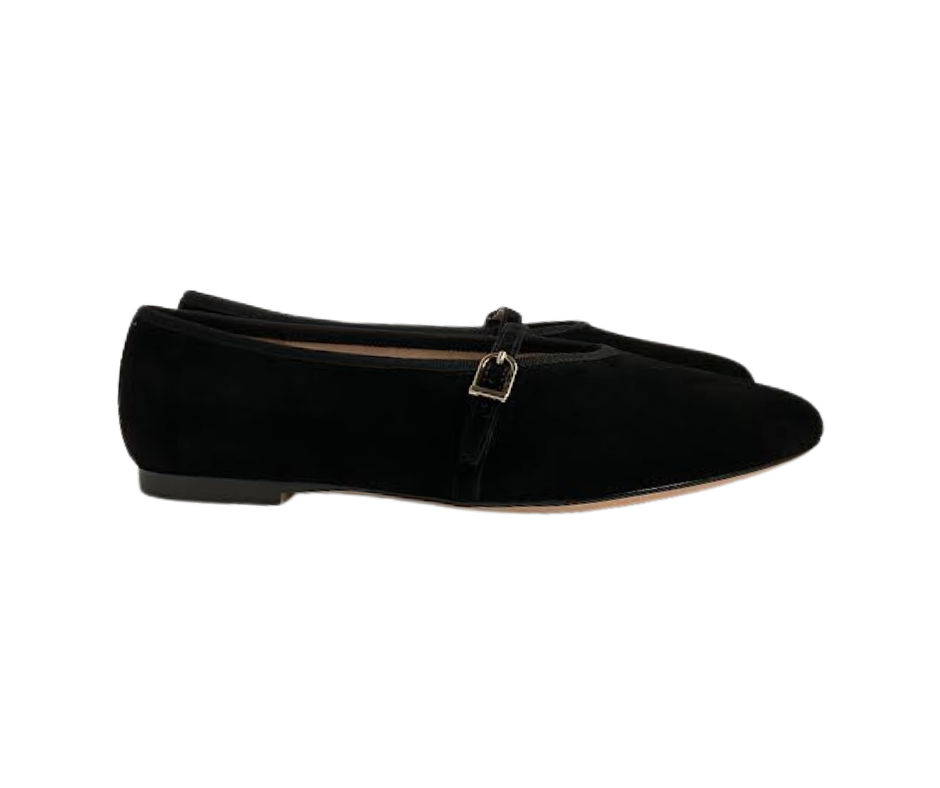 Viviamos Shirley Ladies Black Suede Flat
