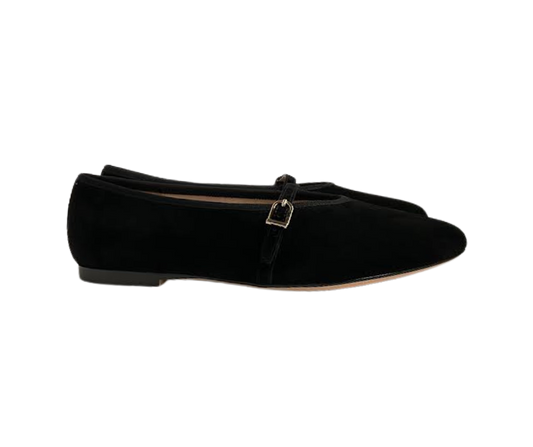 Viviamos Shirley Ladies Black Suede Flat