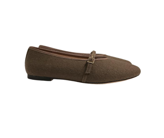 Viviamos Shirley Taupe Flannel Flat