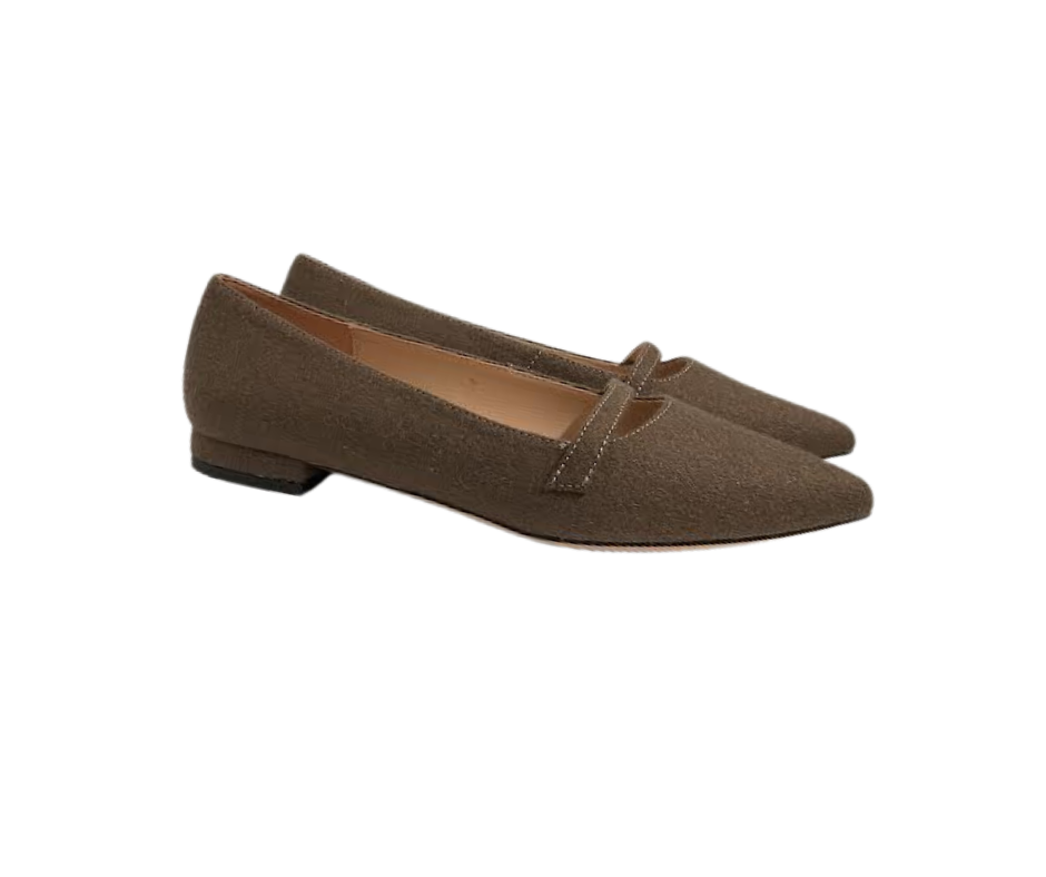 Viviamos Haren Taupe Flannel Fabric Flat