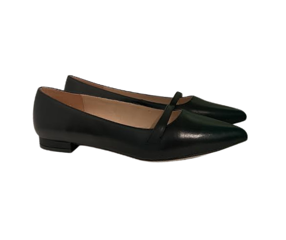 Viviamos Haren Black Leather Flat