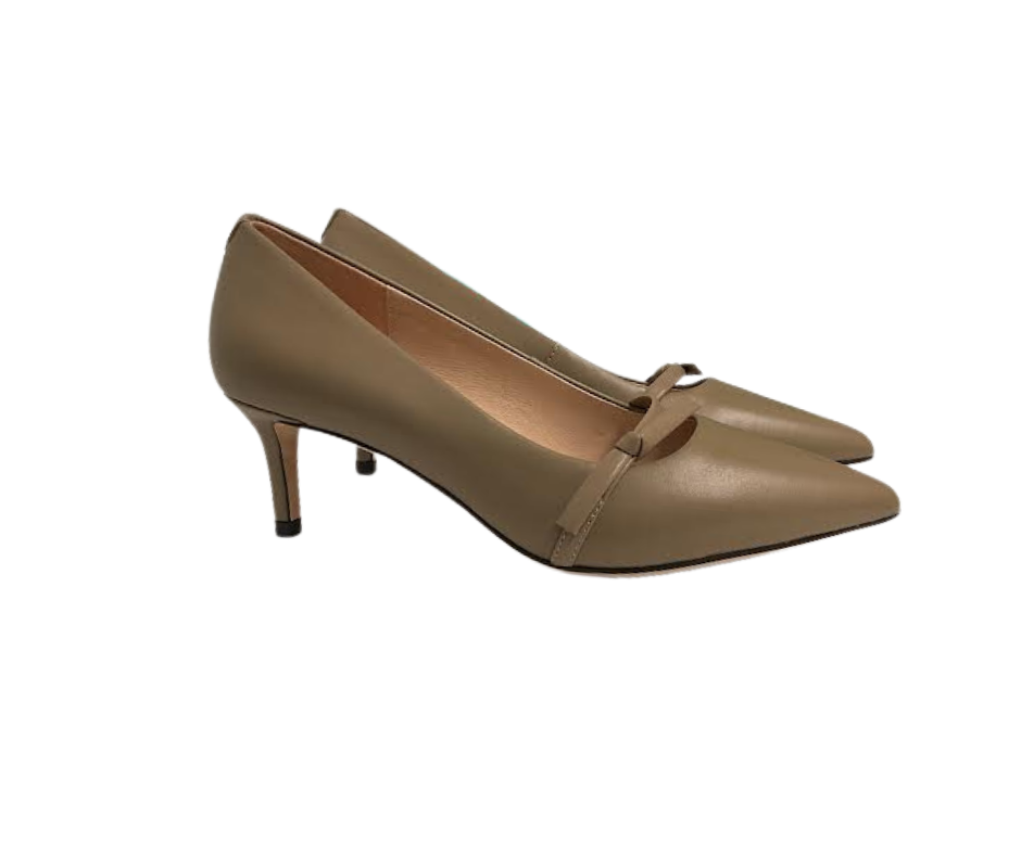 Viviamos Tamia Taupe Leather Heel