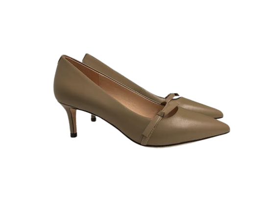 Viviamos Tamia Taupe Leather Heel