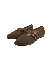 Viviamos Allie Taupe Flannel Fabric Flat