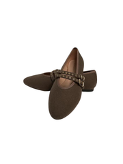 Viviamos Allie Taupe Flannel Fabric Flat