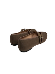 Viviamos Allie Taupe Flannel Fabric Flat