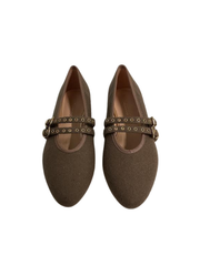 Viviamos Allie Taupe Flannel Fabric Flat