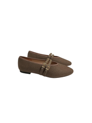 Viviamos Allie Taupe Flannel Fabric Flat