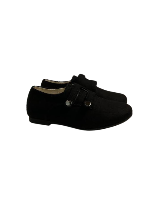 Boutacelli Claro Black Flannel Velcro Shoe