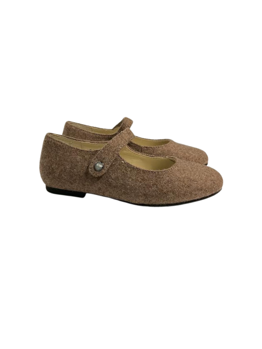 Boutaccelli Dots Taupe Flannel Velcro Mary Jane