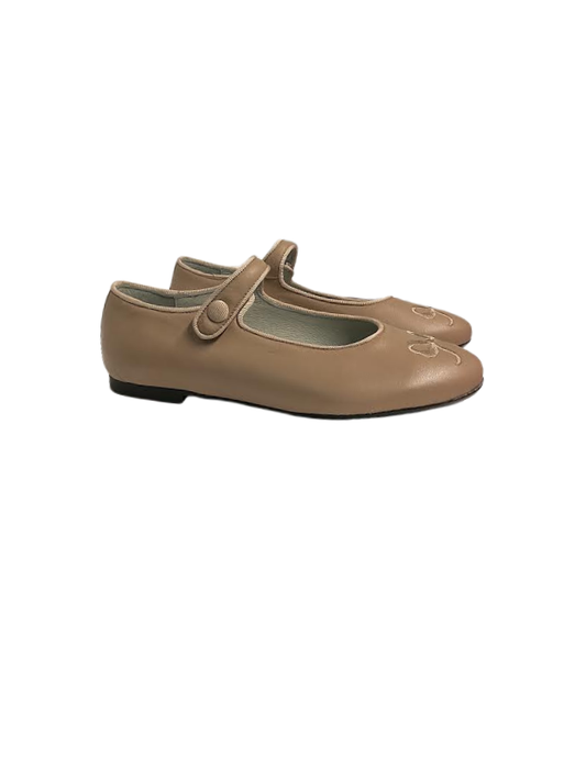 Luccini J291 Taupe Leather Snap Mary Jane