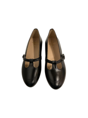 Luccini 9122 Black Leather Low T- Strap