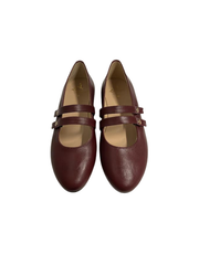 Luccini 9050 Burgundy Leather Snap Double Strap Mary Jane