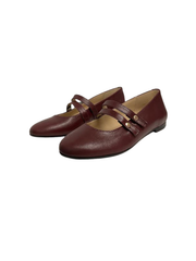 Luccini 9050 Burgundy Leather Snap Double Strap Mary Jane