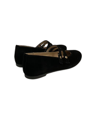 Luccini 9050 Black Suede Snap Double Strap Mary Jane