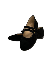 Luccini 9050 Black Suede Snap Double Strap Mary Jane