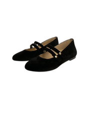 Luccini 9050 Black Suede Snap Double Strap Mary Jane