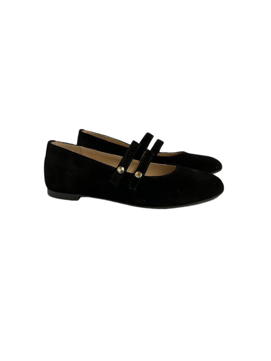 Luccini 9050 Black Suede Snap Double Strap Mary Jane