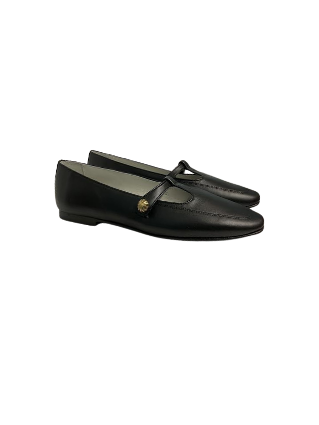 Luccini J284 Black Leather Brass Snap Mary Jane