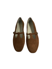 Luccini J284 Camel Suede Brass Snap Mary Jane