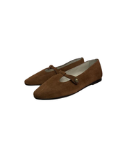 Luccini J284 Camel Suede Brass Snap Mary Jane