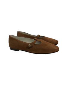 Luccini J284 Camel Suede Brass Snap Mary Jane