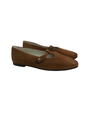Luccini J284 Camel Suede Brass Snap Mary Jane
