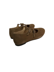 Luccini 9097 Taupe Suede Buckle Double T-Strap