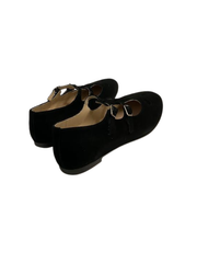 Luccini 9097 Black Suede Buckle Double T-Strap