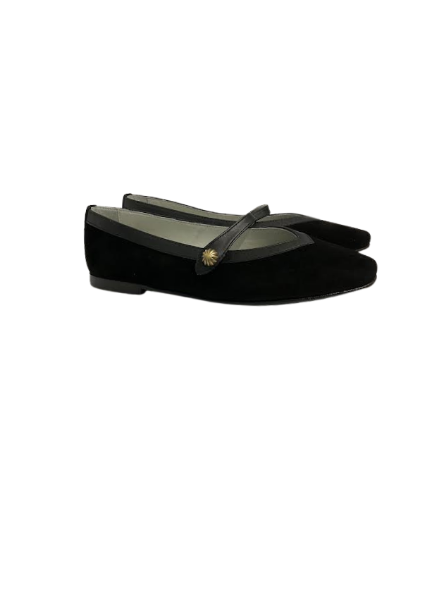 Luccini J285 Black Suede Snap Mary Jane