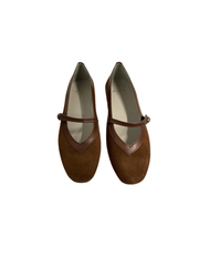 Luccini J285 Brown Suede Snap Mary Jane