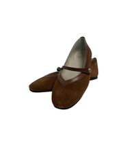 Luccini J285 Brown Suede Snap Mary Jane