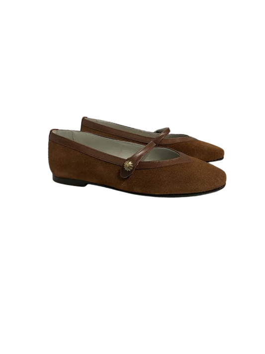 Luccini J285 Brown Suede Snap Mary Jane