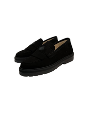 Luccini 9118 Black Suede Fringe Loafer