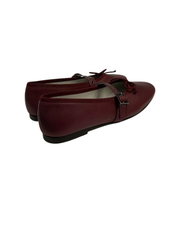 Luccin J281 Burgundy Leather Strap/Buckle Ballet Flats