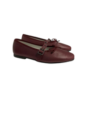 Luccin J281 Burgundy Leather Strap/Buckle Ballet Flats